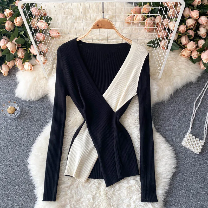 

Winter 2021 new long-sleeved knitwear women's bottoming shirt White