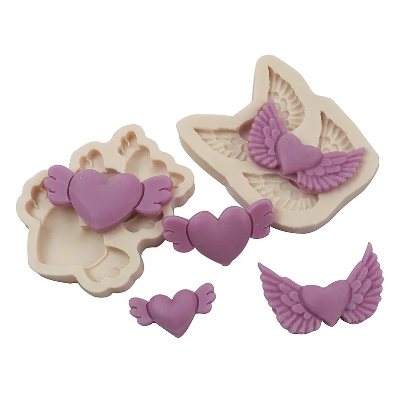 

Silicone Mold Love Wings Cake Decorating Tools DIY Fondant Kitchen Baking Cupcake Chocolate Wedding Lace Resin Moulds