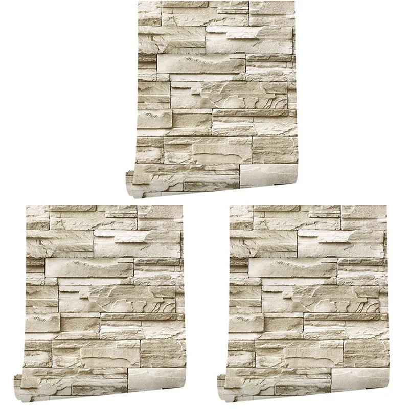 

3X,6M Vinyl 3D Brick Rock Sticker Paper Self Adhesive Wallpaper Furniture Wall Stickers