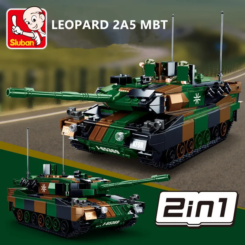 

766pcs Military Leopard 2A5 Main Battle Tank Model Weapon WW2 Army MBT Creator Building Blocks Set Educational Toys for Children