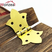 2pcslot wooden box hinge 5831mm metal iron cabinet drawer hinge vintage jewellery butterfly flower style gold antique bronze