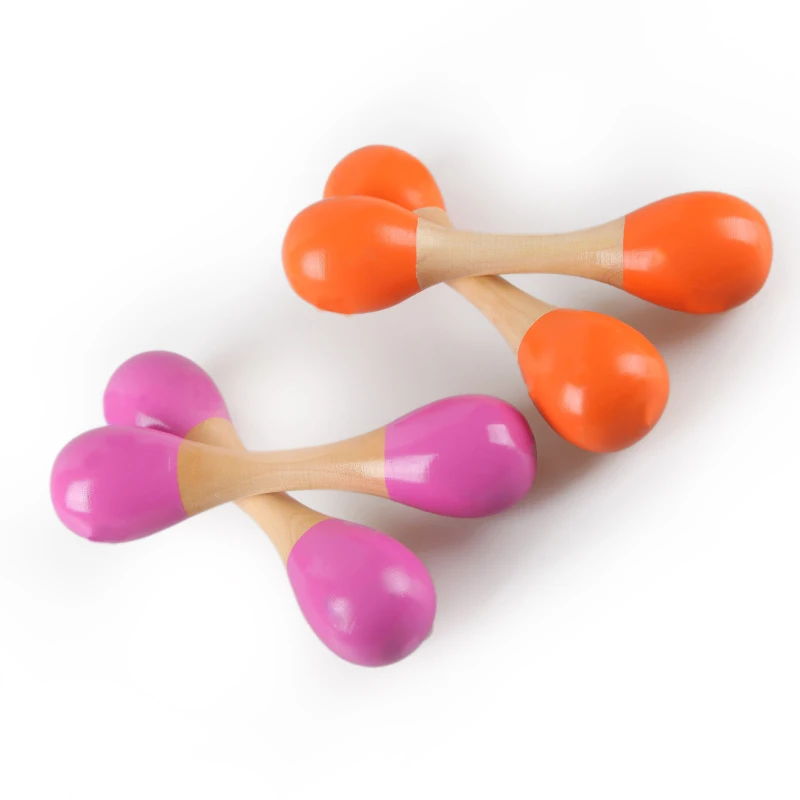 

China manufacturer toddlers double head colorful wooden maracas
