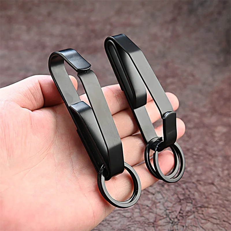 

Outdoor Anti-Lost EDC Tool Stainless Steel Detachable Keychain Waist Belt Clip Buckle Hanging Extreme Duty Key Ring Holder