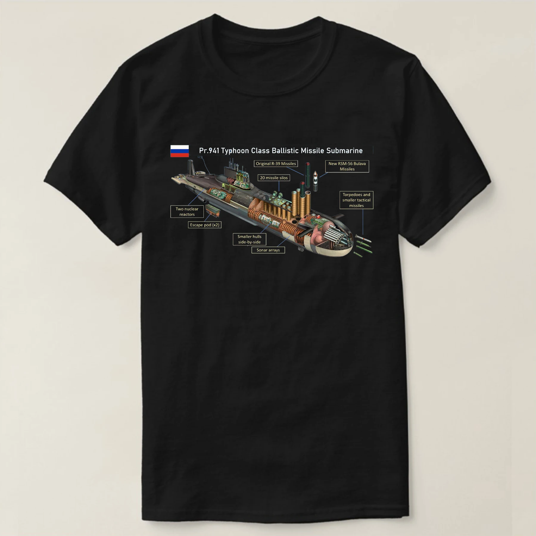 

Soviet Pro 941 Typhoon Class Ballistic Missile Submarine T Shirt. New 100% Cotton Short Sleeve O-Neck T-shirt Casual Mens Top