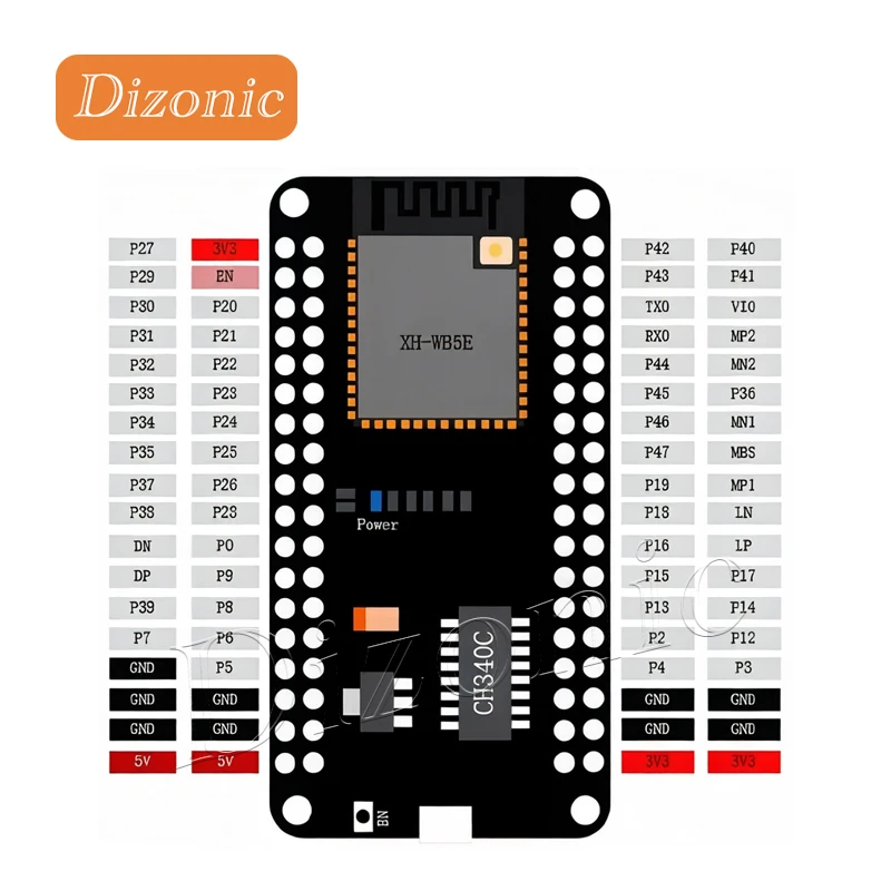 Фото Плата разработки Dizonic The NiceMCU WB5E оснащена встроенным чипом BK7258, модулями Wi-Fi и Bluetooth, и поддерживает Arduino. №3