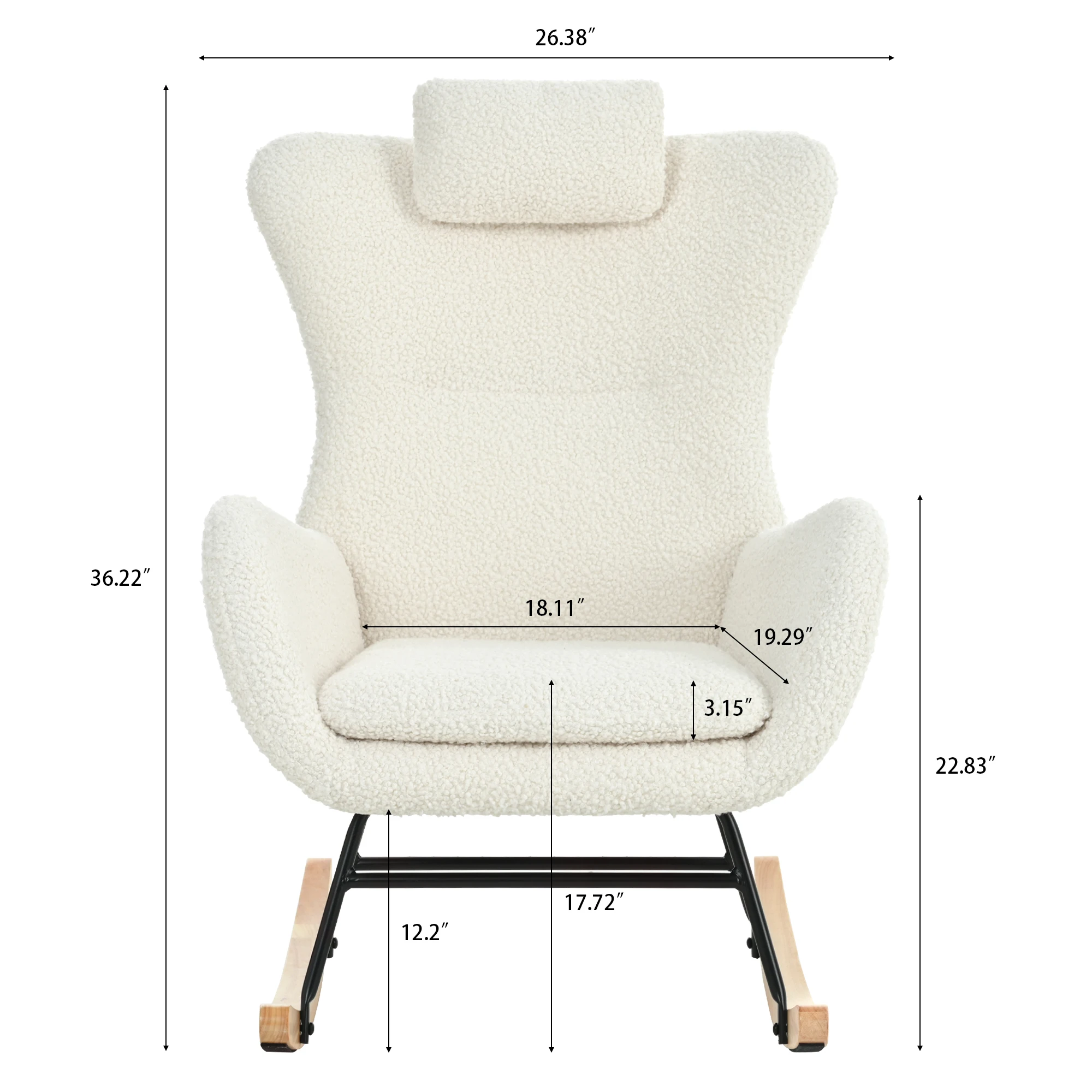 

Rocking Chair - with rubber leg and cashmere fabric, suitable for living room and bedroom WL
