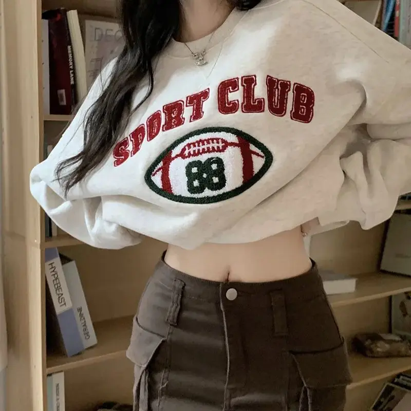 

Hsa женские толстовки Y2K женские свободные толстовки с капюшоном пуловер с буквенным принтом 2023 весенне-осенняя Женская одежда в Корейском стиле