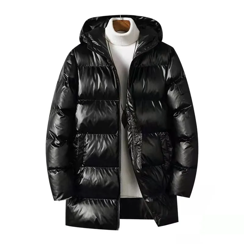 men clothing silver shiny cotton coat Man jacket winter thick coat plus fat large size medium and long hooded jackets