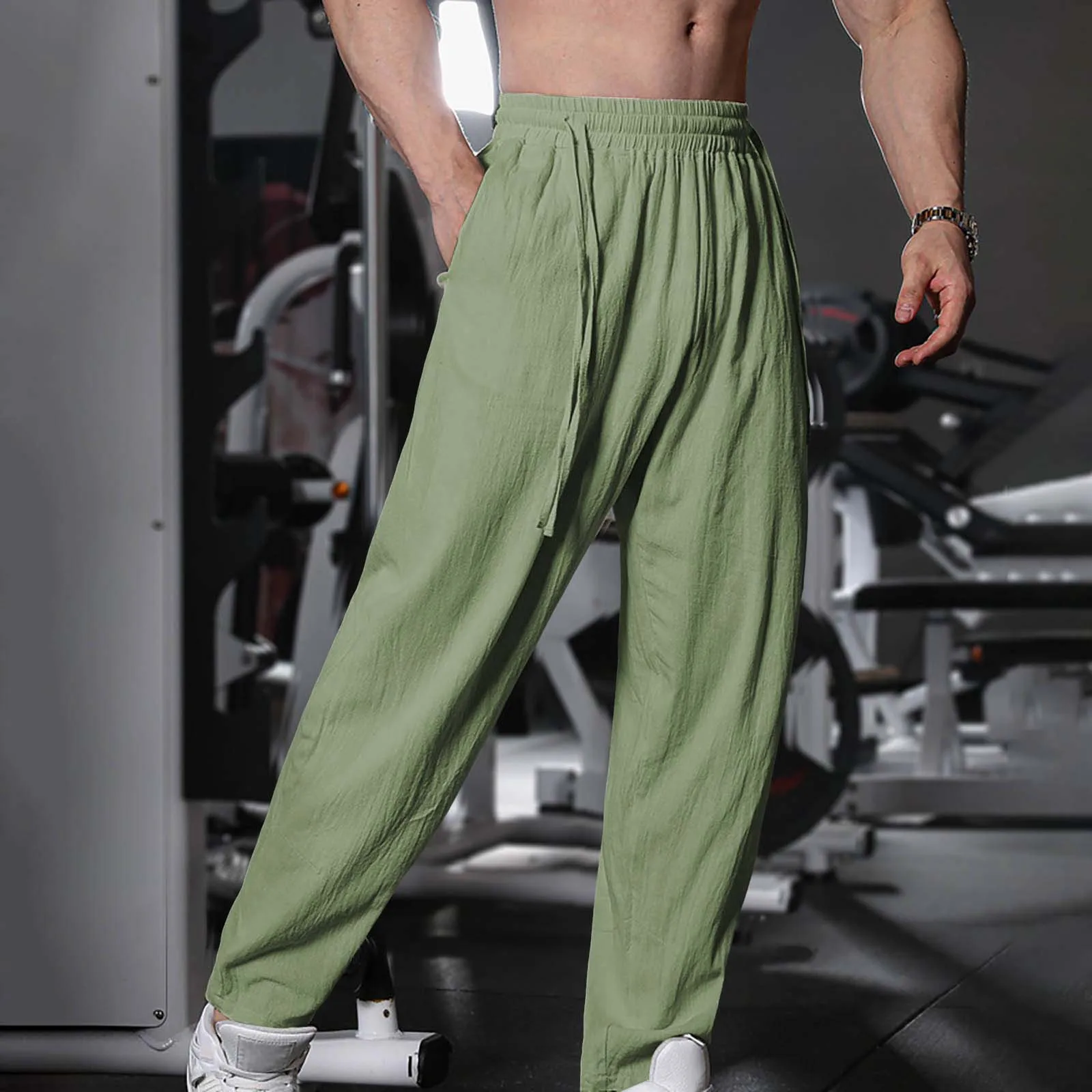 Брюки мужские свободные из хлопка и льна Повседневные Дышащие штаны 6 шт. на лето