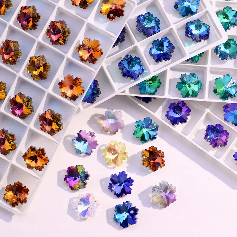 

Высококачественная подвеска в виде снежинки с одним отверстием, ожерелье из хрустального стекла, аксессуары «сделай сам», серьги ручной ра...