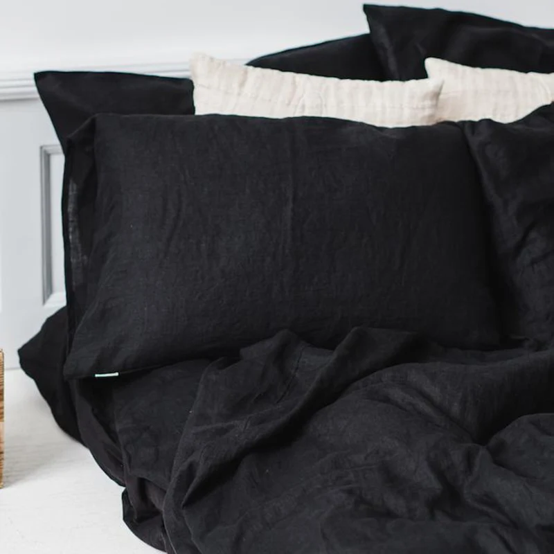 

Комплект постельного белья из льна CZH Linens, черный, 3 предмета