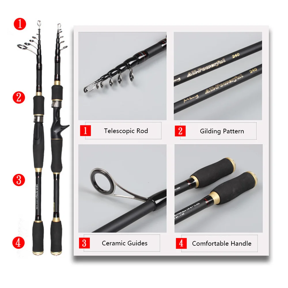 1.8m-3.6m Carbon Fiber Fishing Rod Telescopic Ultra-light Lure for Stream Freshwater Pole Surf Feeder Spinning |