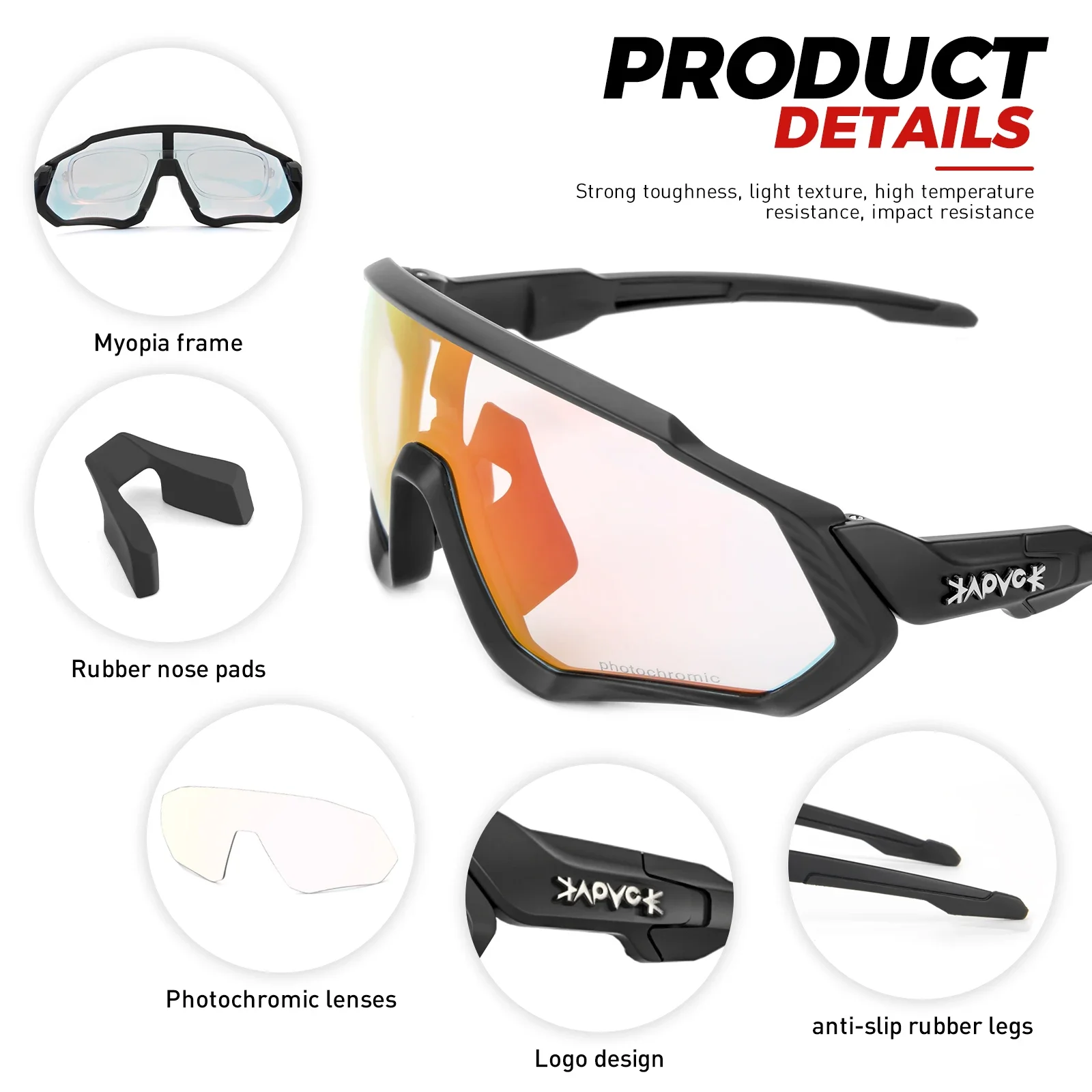 Kapvoe RED фотохромные велосипедные солнцезащитные очки спортивные MTB мужские синие