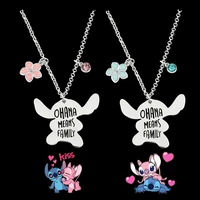 comic stitch necklace ohana means family stainless steel cute pendant necklace crystal jewelry gifts for boys girl