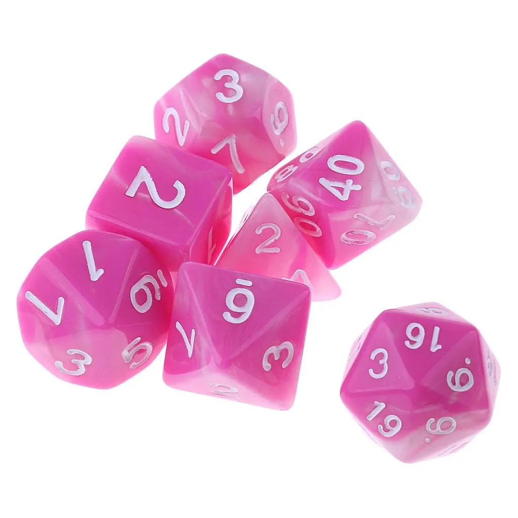 

7 упаковок акриловых многогранных цифровых игральных костей DiceD20