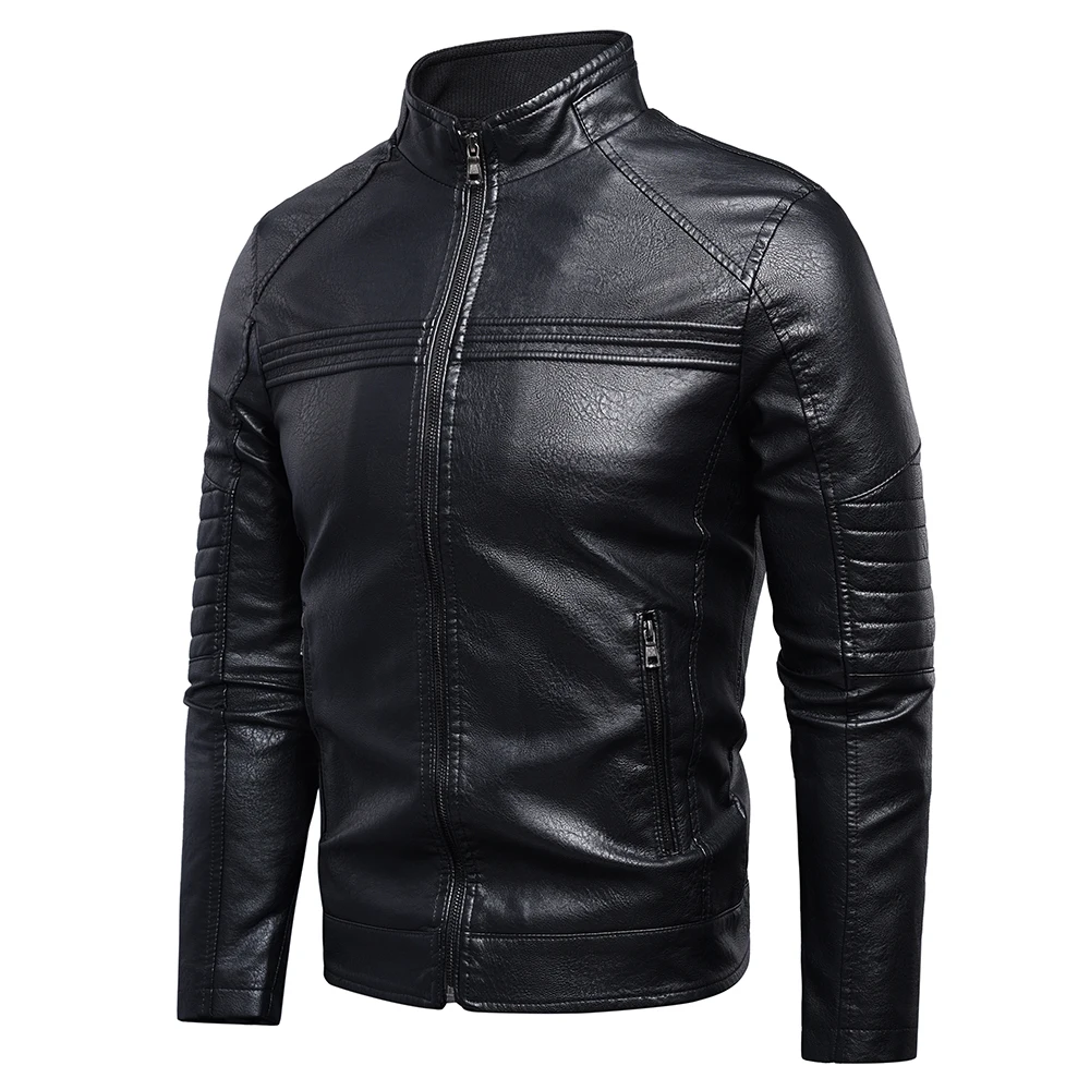 

New Motorcycle Leather Jackets for Men Spring New Casual Retro Fleece Leather Jackets Men's Clothing Slim Fit Travel Jackets