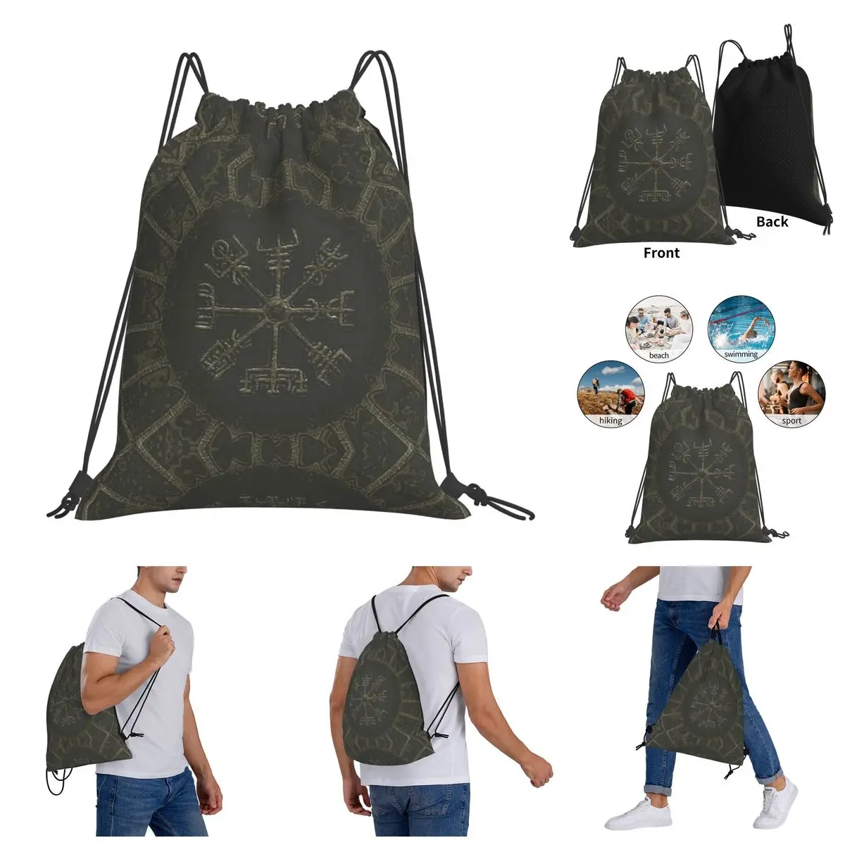 

Knapsack Vegvisir Vikings Compass Zipper Pouch (2) Joke Hot Sale Drawstring Bags Gym Bag Backpack