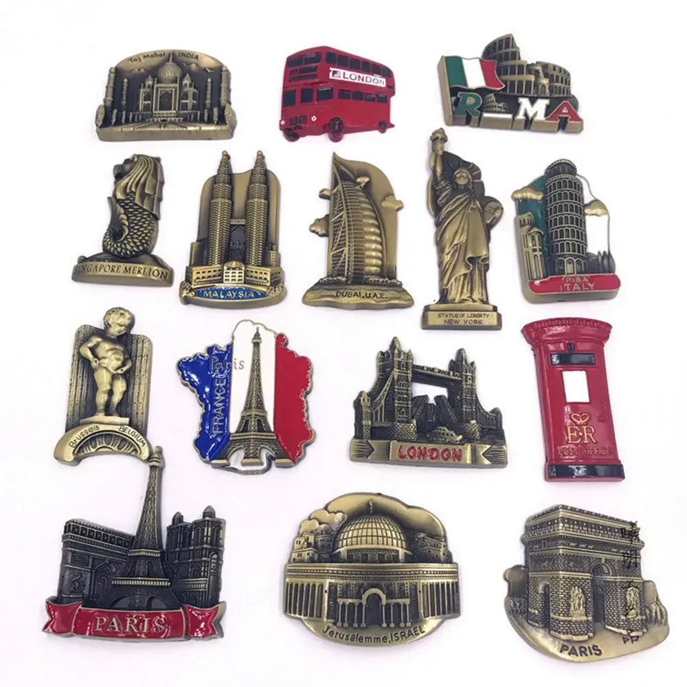 Металлический магнит на холодильник с пейзажным узором односторонняя наклейка