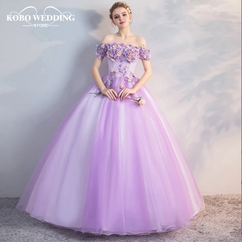 

Real Picture Sweet 16 Quinceanera Dresses with 3D Applique Beads Corset Dress Vestidos De 15 Anos Masquerade xv Dress Lavender