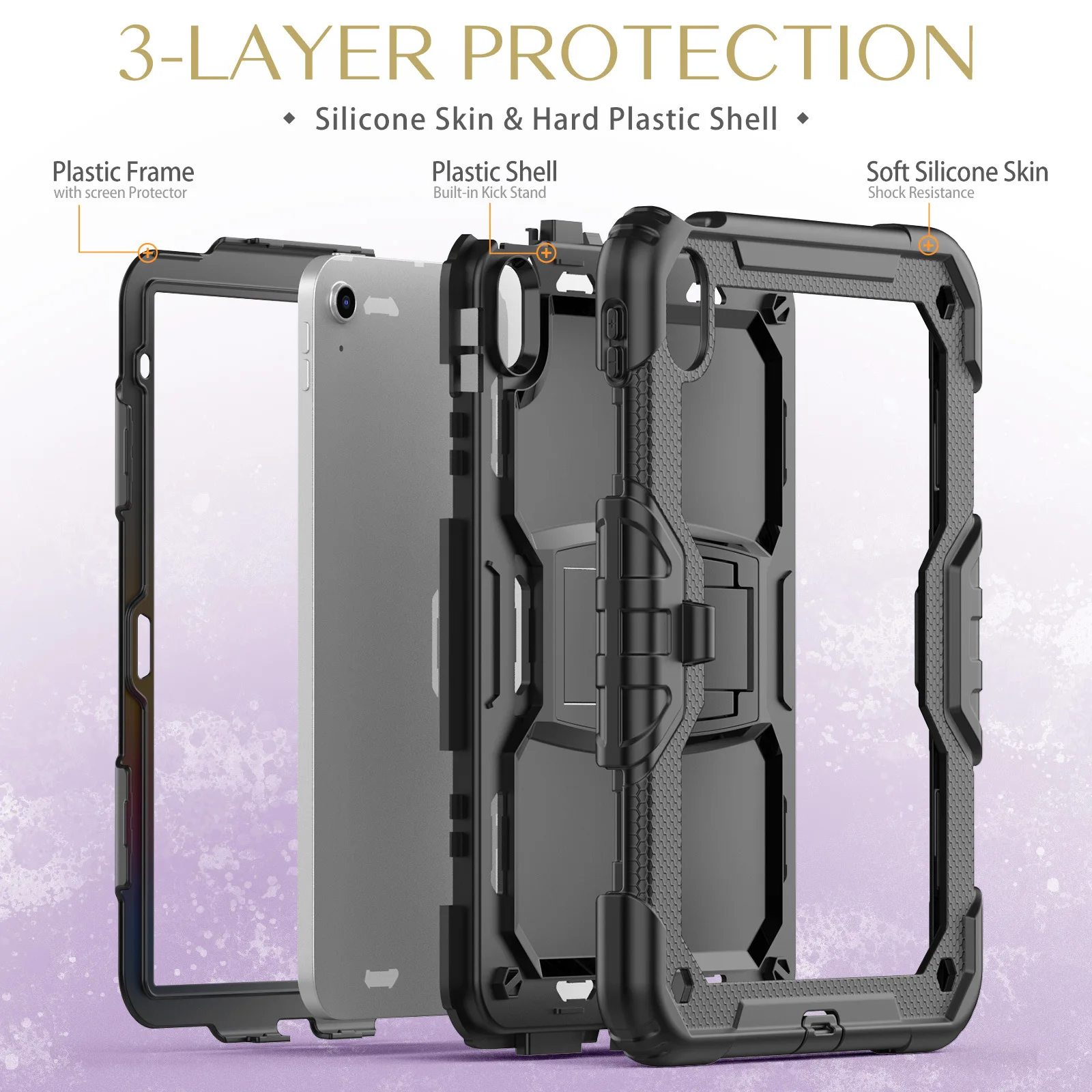 

Suitable for iPad 10.9-inch (10th) 2022 silicone anti drop protective case flat bracket shell
