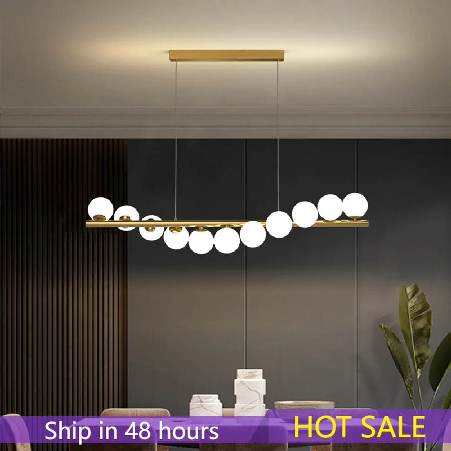 

Современный светодиодный подвесной светильник в скандинавском стиле, стеклянная лампа со стеклянными шариками для кухни, гостиной, столов...