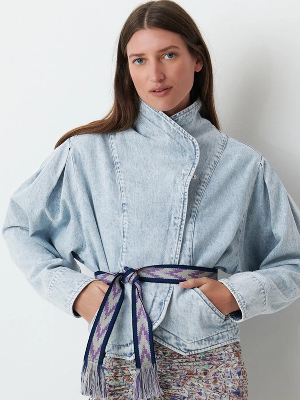 

Solid Denim Jacket Woman Autumn Winter Covered Buttons Turn Down Collar Coat Casual Vintage Outerwear Tops 2022