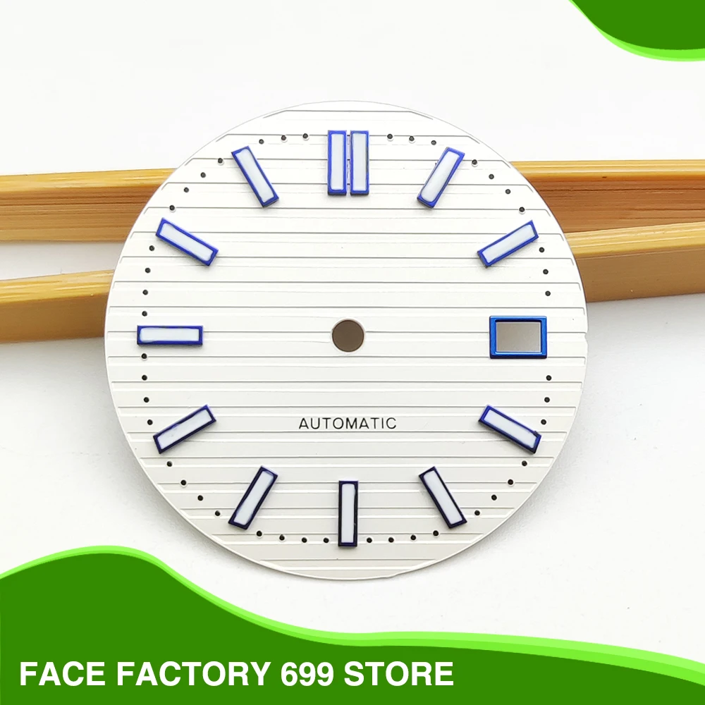 

29.8mm latest watch dial NH35A modified parts white sterile literal blue scale super luminous for Nautilus case accessories