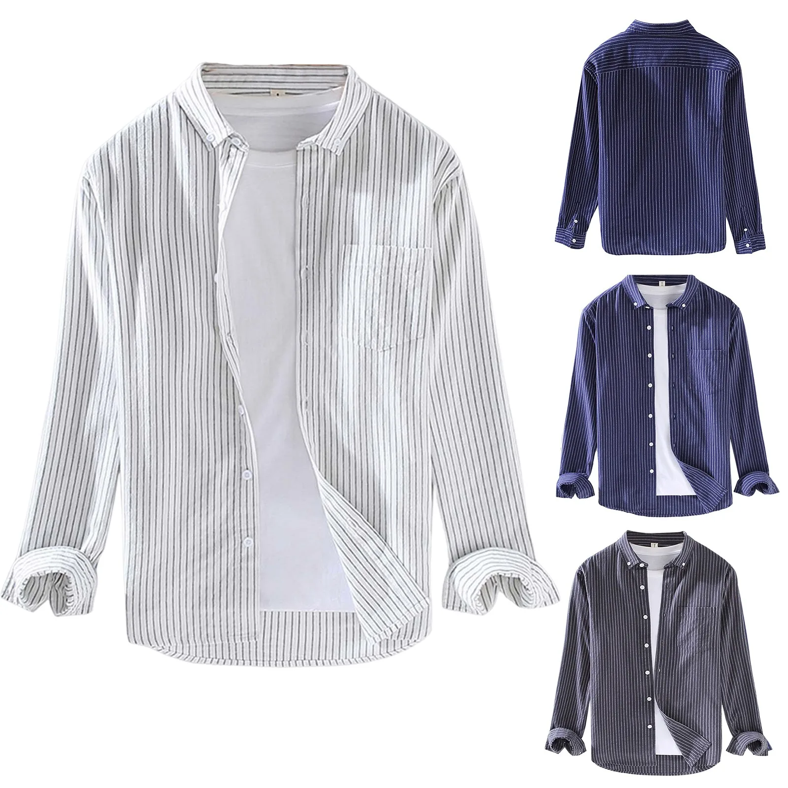 

Мужская рубашка в полоску, с квадратным вырезом