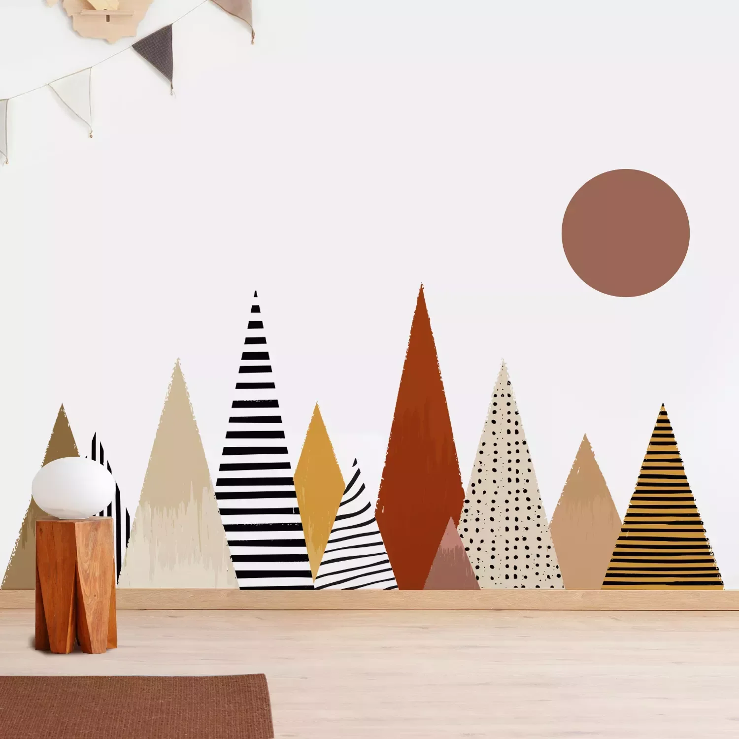 

Fashionable Nordic Boho Geometric Mountain Big Wall Sticker for Kids Room Living Room Modern Home Decor Waterproof Self-adhesive