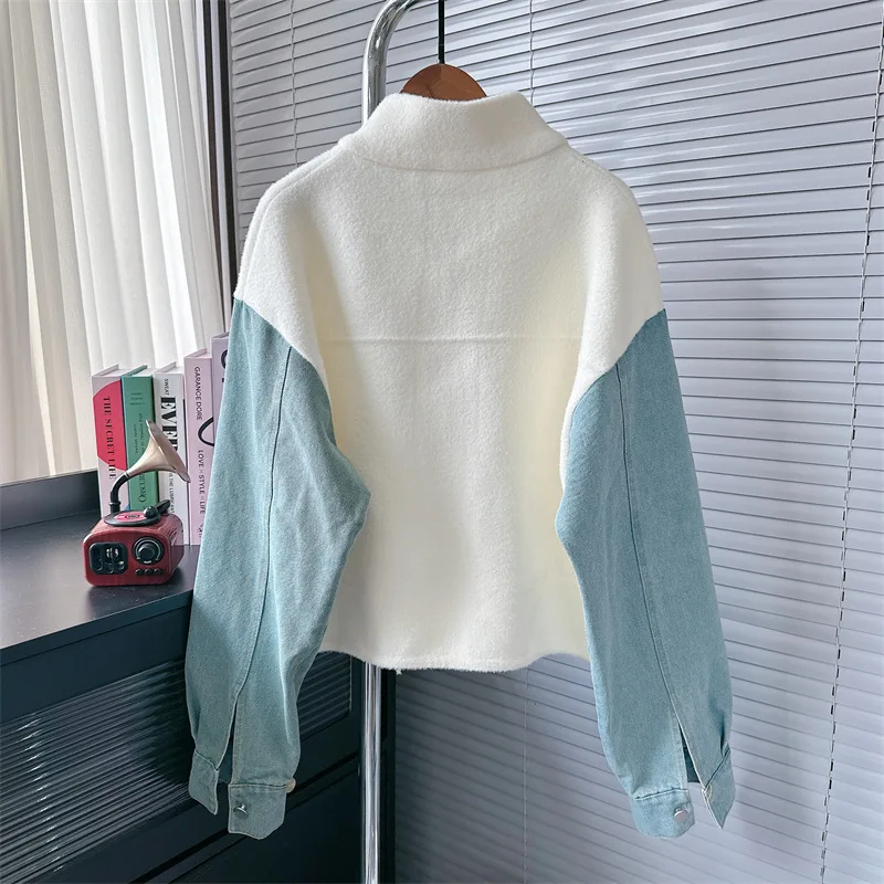 [ZOCI] 2024 Ковбойский лоскутный свитер с капюшоном на осень и зиму новая корейская