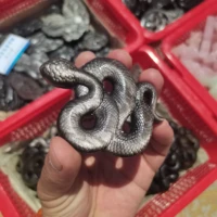 100 mm lovely natural crystal hand carved gold silver obsidian snake healing reiki energy stone natural quartz crystals 1pcs
