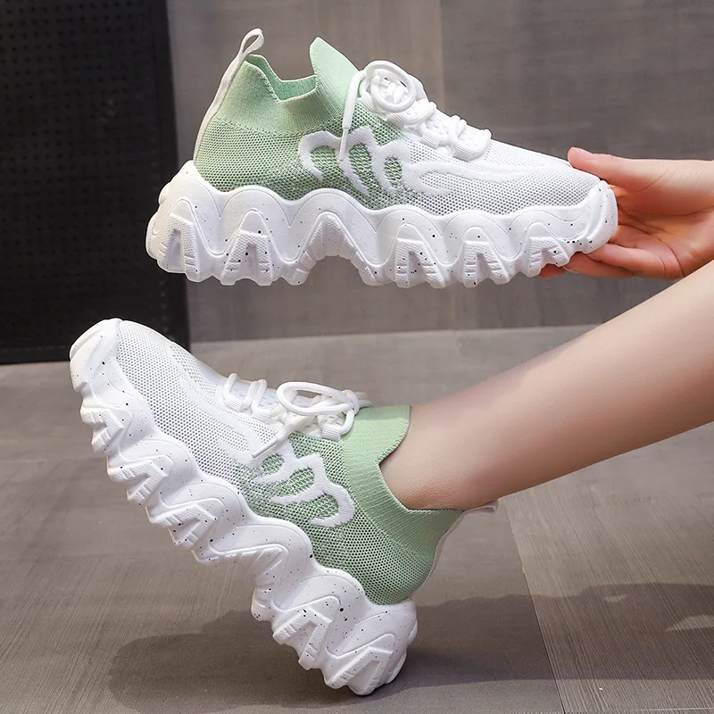 Autumn New Style Flying Mesh Dad Shoes Retro Women's Shoes Soft Sole Comfortable Thick Sole Sports Shoes Sneakers Women 2023