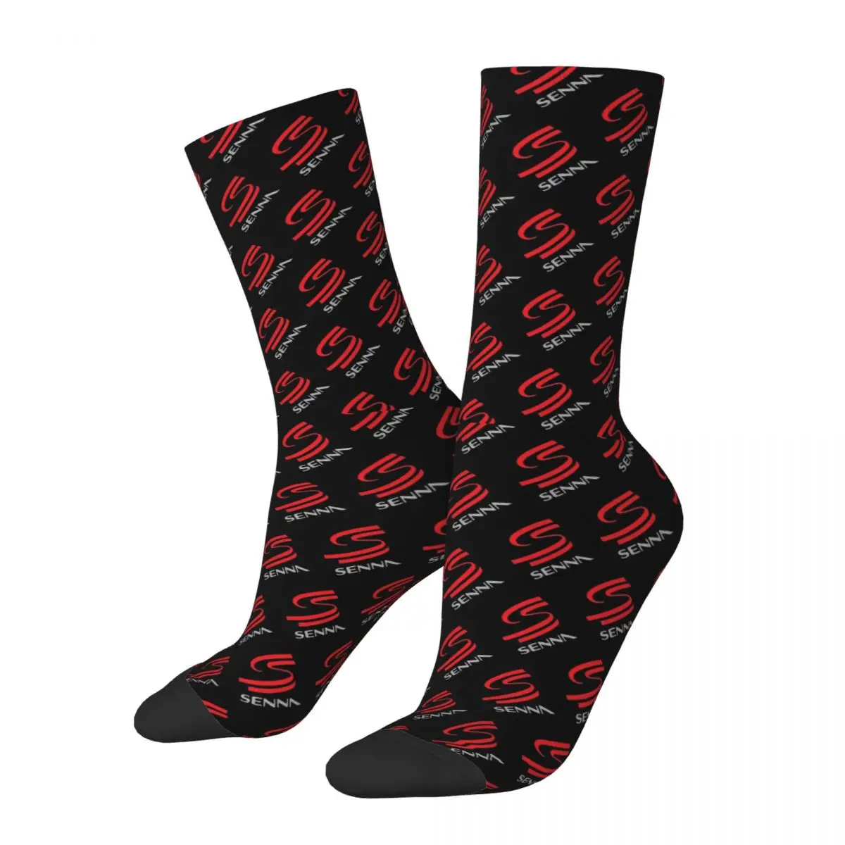 

Happy Funny Men's compression Socks AYRTON SENNA Vintage Harajuku F1 Formula 1 Hip Hop Novelty Pattern Crew Crazy Sock