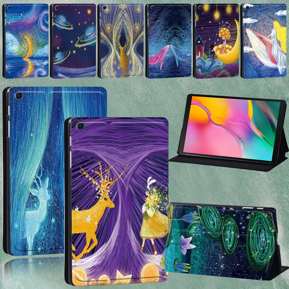 

Tablet Stand Case for Samsung Galaxy Tab S7 11/Tab S6 Lite 10.4/S6 10.5/S4 10.5/S5e 10.5 Paint Print Foldable Protective Cover