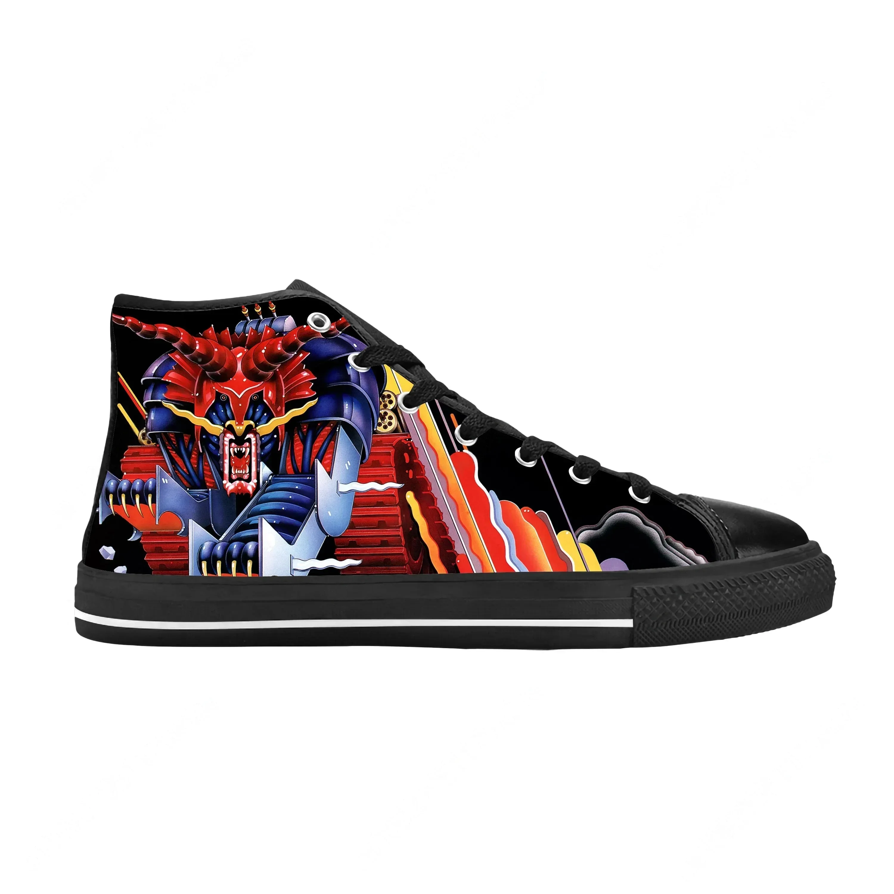 Фото Кроссовки Judas Priest Heavy Metal Rock N Roll Band в стиле хип-хоп, повседневные, из ткани, с высоким верхом, удобные, дышащие, с 3D-принтом, для мужчин и женщин №2