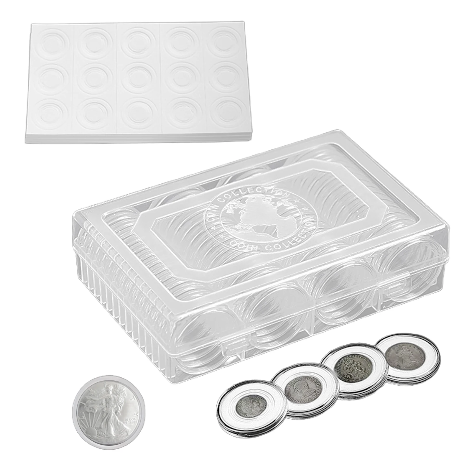 

41mm Coin Holder 60 Pieces Silver Dollar Coin Holder Dust-Proof Transparent Coin Holders Creative Gifts For Coin Collector