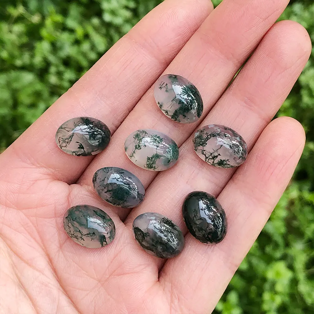 

Натуральный моховой агат, набор из 3 штук