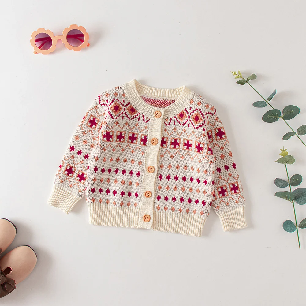 

Net Autumn Clothes Female Baby Children's Sweater Knitted Jacquard Cardigan Jacket
