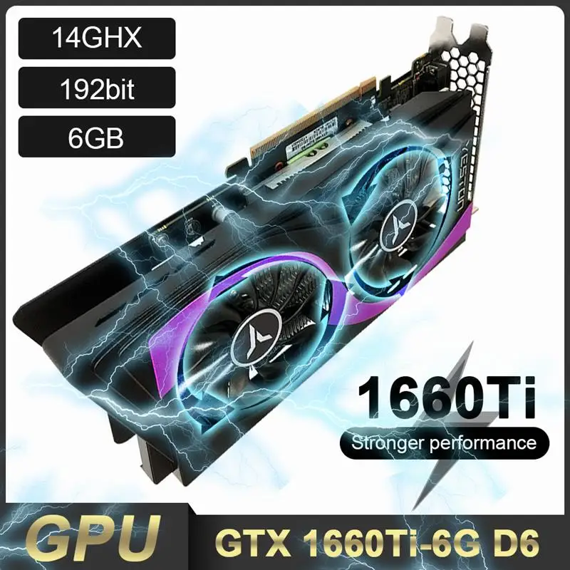 

Yeston GTX 1660Ti 6G D6 Graphics Card GDDR6 1500/1770MHz 192bit 12nm DVI-D HDMI-compatible DP 8 PIN PC GTX1660ti Video Card GPU