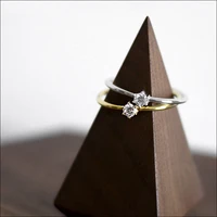 zircon s925 ring female exquisite six claw inlaid minimalist style fine temperament adjustable send boudoir