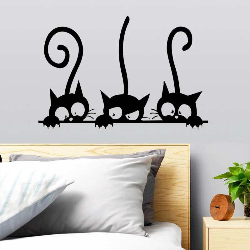 Funny Cats Animal Wall Sticker Household Room PVC Window Decals Mural Art DIY Decoration Removable 3D Wall Stickers Home Decor