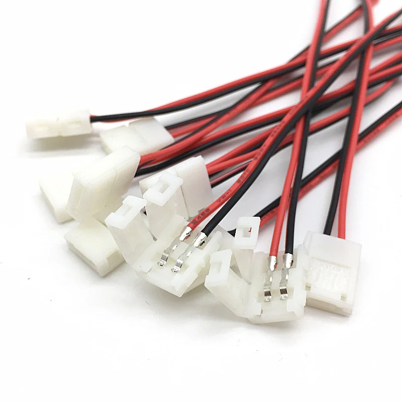 10pcs/lot Led Strip Connectors Terminal No Soldering 2Pin 10mm Power Wire Connector for 2835/3528/5050 Led Strip Wire PCB Ribbon