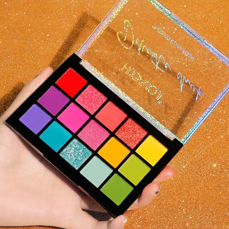 Неоновые тени для век палитра макияжа 15 мерцающие блестящие матовые оттенки Matellic