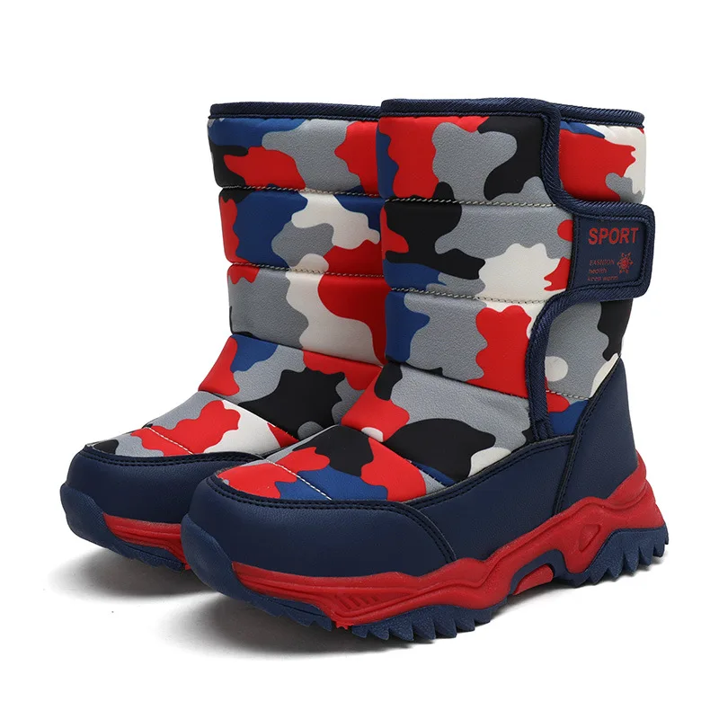 

NEW 2022 Autumn Winter Children Snow Boots Camouflage Plush Thickening Warm Boys Girls Cotton Boots 01B