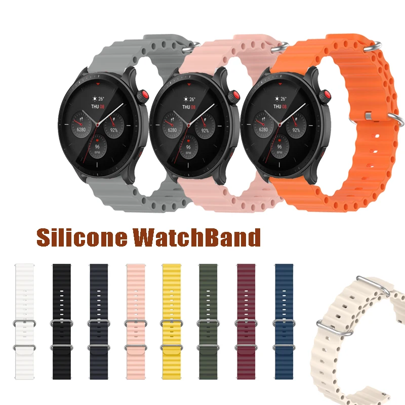 

20mm 22mm Watch Band Ocean Silicone Strap For Huami Amazfit GTR 42mm 47mm 2e GTR2 GTR3 Pro GTR4 / Huawei GT2 2e GT3 Pro