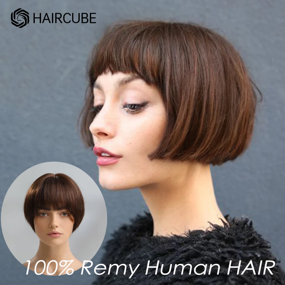 HAIRCUBE натуральные человеческие волосы парики для женщин короткий парик Боб с