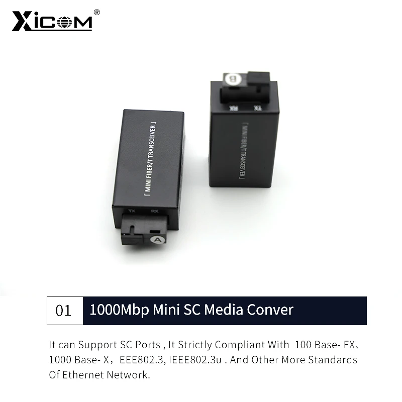 1 Pair Gigabit 100/1000M A/B SC Ethernet Fiber Switch Media Converter Rj45 Optic Transceiver 20KM fibra Switch with Power Supply