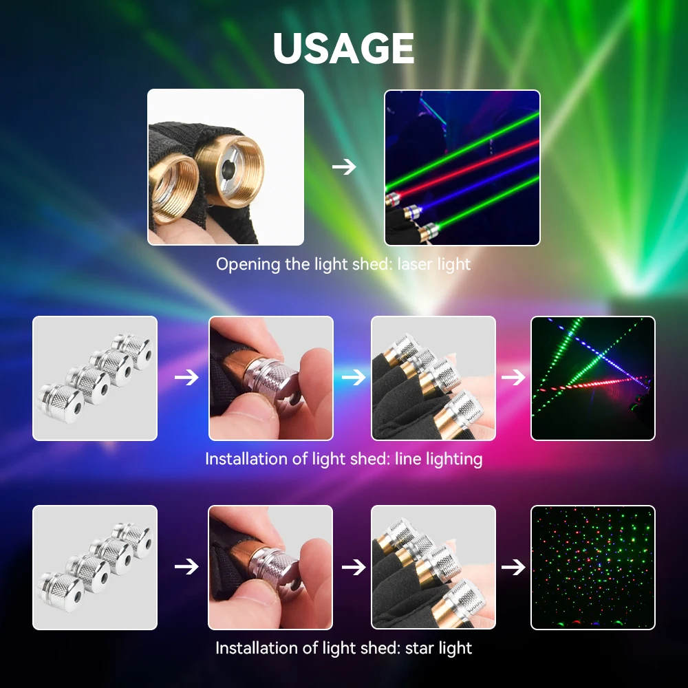 Лазерные перчатки RGB танцевальные сценические лазерная ладонь для диджея клуба