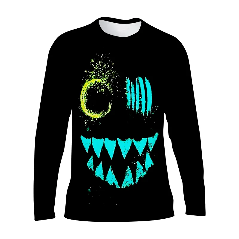 

Summer 3DXX Smiley Print Men's Long Sleeve T-Shirt Fashion Personality Trend Versatile Loose Oversized Man Top