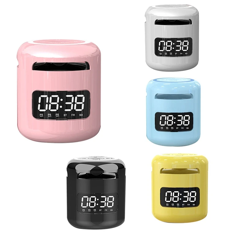 

Беспроводной Bluetooth-динамик, светодиодный ночсветильник с Hi-Fi звуком, FM-радио, умный электронный будильник, сабвуфер